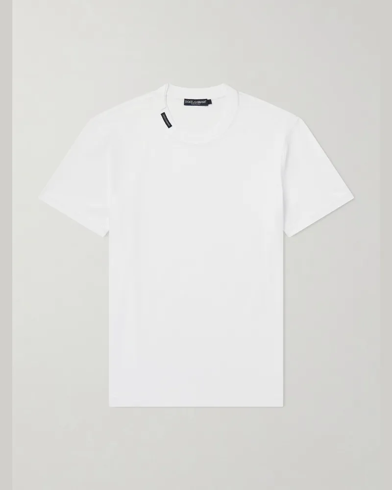 Dolce & Gabbana Logo-Appliquéd Cotton-Jersey T-Shirt White