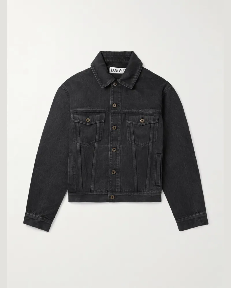 Loewe Jeansjacke mit „Anagram“-Logoapplikation Schwarz
