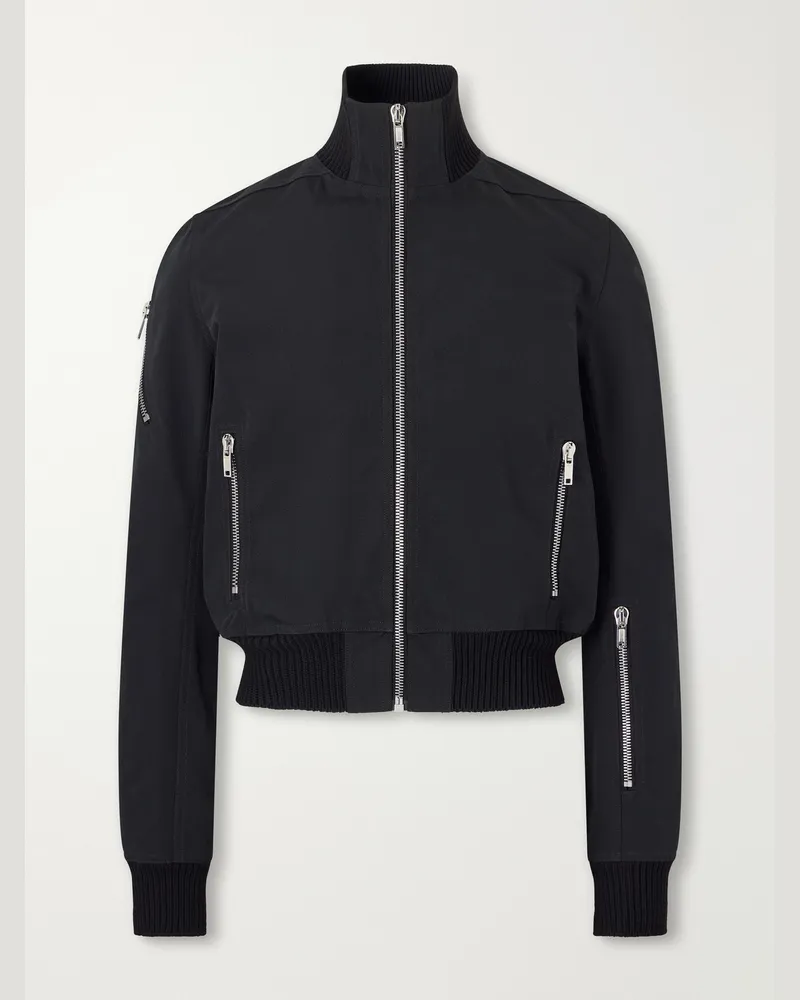 Rick Owens Rib-Trimmed Canvas Blouson Jacket Black