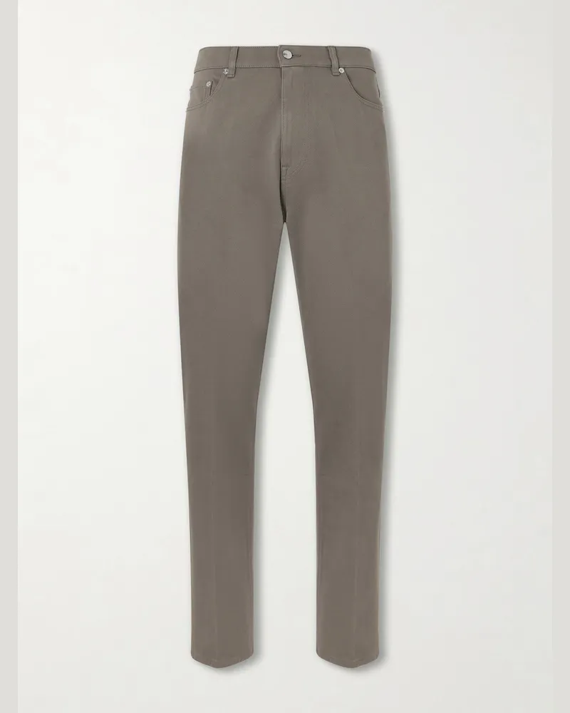 Dunhill Tapered Cotton-Blend Twill Trousers Green