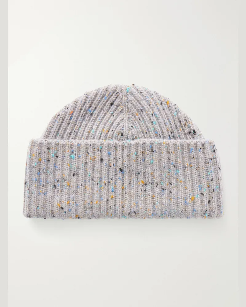 Begg & Co Brennan Ribbed Cashmere Beanie Gray