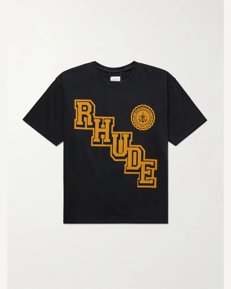 RHUDE T-Shirt aus Baumwoll-Jersey mit Logoprint Schwarz