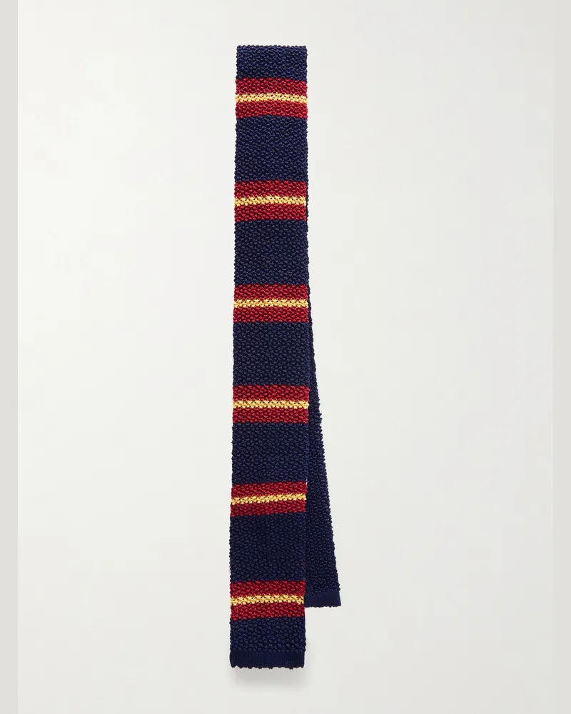 Beams Plus 4cm Striped SIlk Tie Blue