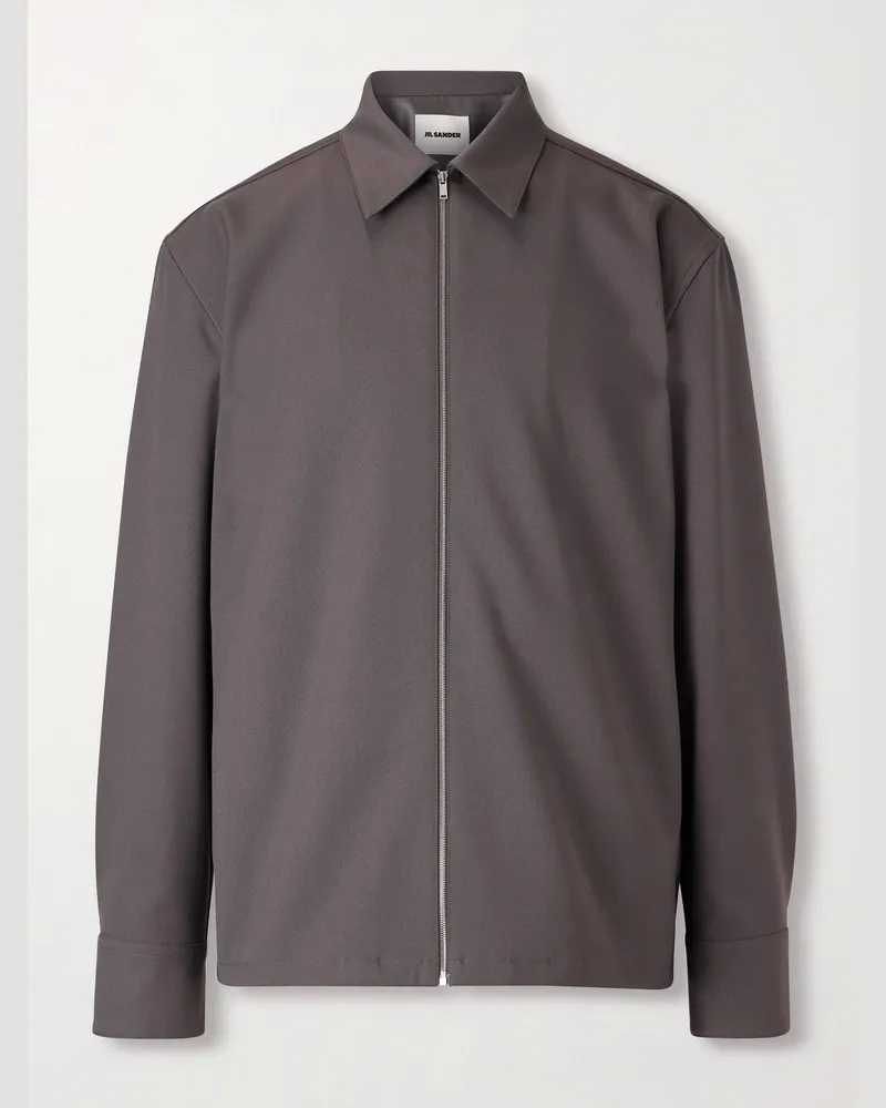 Jil Sander Twill Zip-Up Overshirt Gray