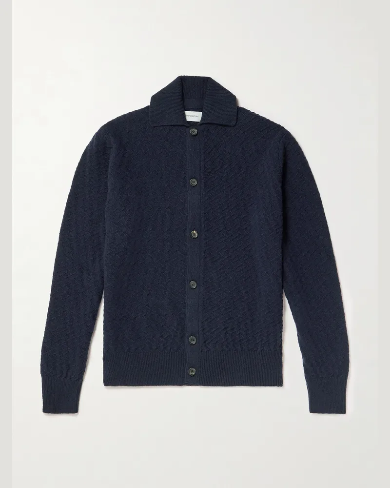 Oliver Spencer Jarvis Cardigan aus Jacquard-Strick aus Merinowolle Blau