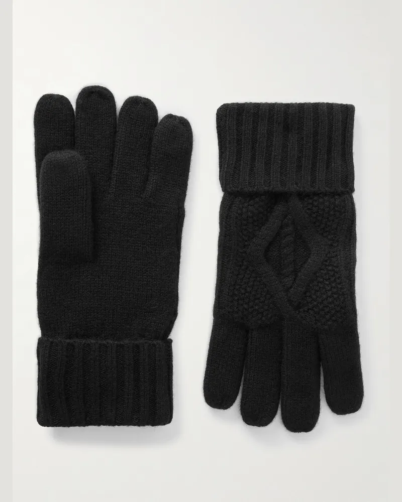 Ralph Lauren Handschuhe aus einer Woll-Kaschmirmischung in Zopfstrick Schwarz