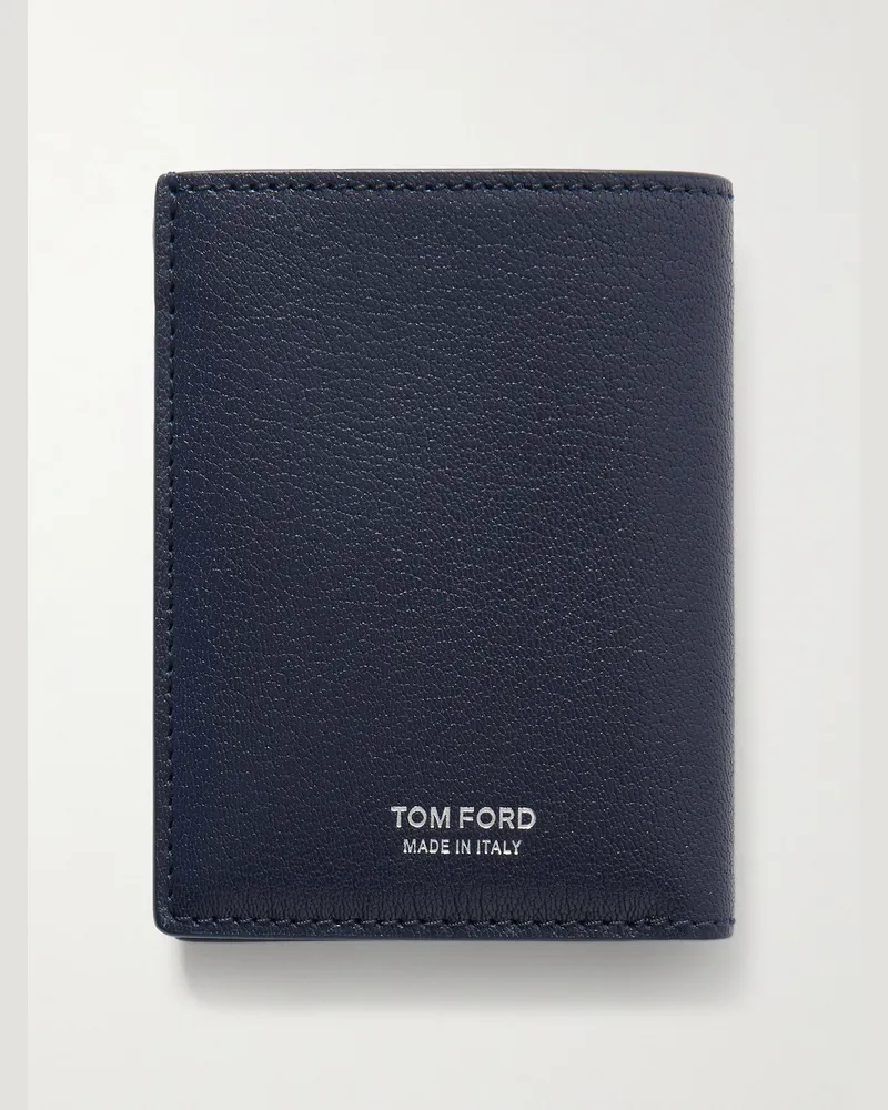 Tom Ford Pebble-Grain Leather Billfold Wallet Blue