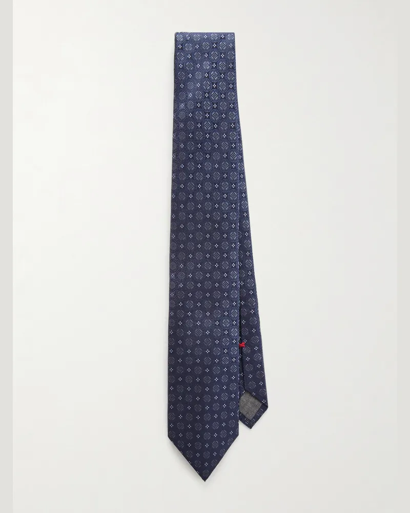 Brunello Cucinelli Krawatte aus Seiden-Jacquard, 7 cm Blau