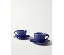 Ginori Set aus zwei Teetassen mit Untertassen aus Porzellan