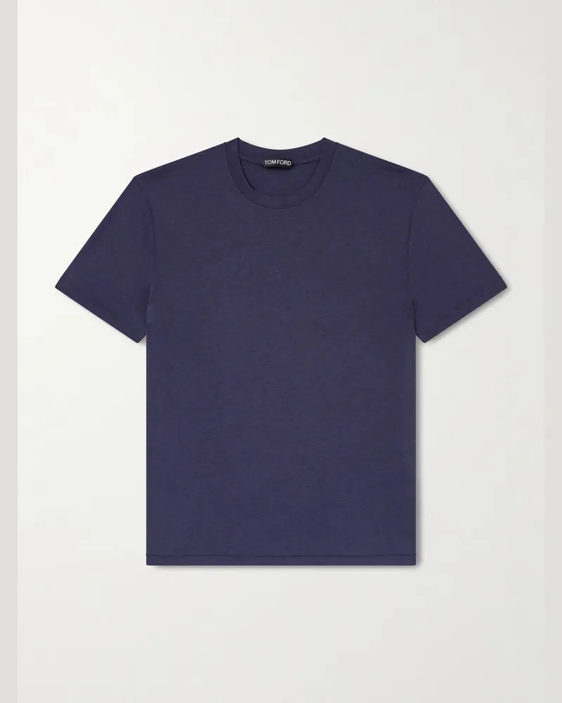 Tom Ford T-Shirt aus einer Lyocell-Baumwollmischung Blau