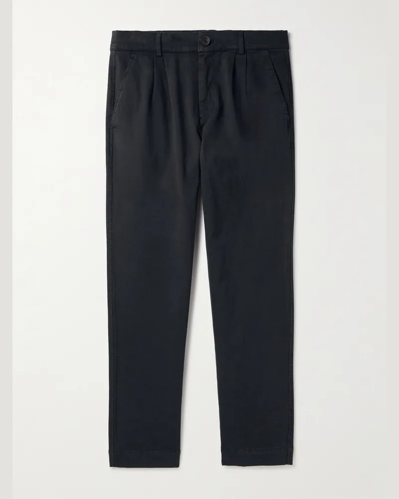 MR P. Schmal zulaufende Hose aus Twill aus einer Baumwollmischung mit Falten in Stückfärbung Schwarz