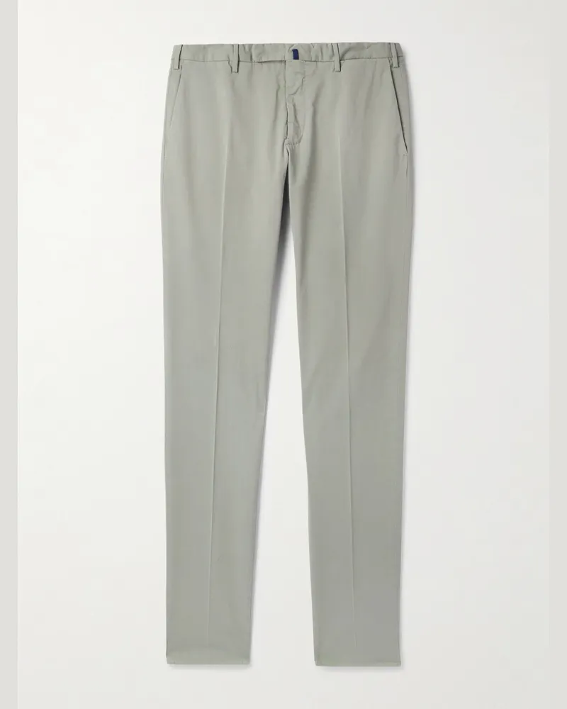 Incotex Venezia 1951 schmal geschnittene Hose aus Stretch-Baumwoll-Twill Grau
