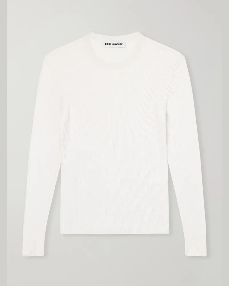 Our Legacy Ribbed Knit Silk Sweater White