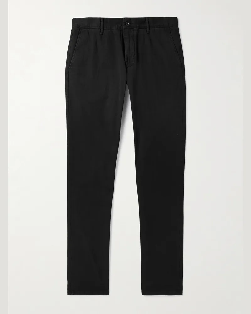 Incotex Schmal geschnittene Hose aus Panama-Canvas aus Stretch-Baumwolle Schwarz