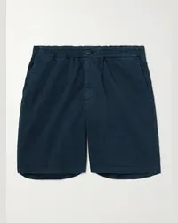 MR P. Gerade geschnittene Shorts aus Twill aus einer Biobaumwollmischung in Stückfärbung Blau