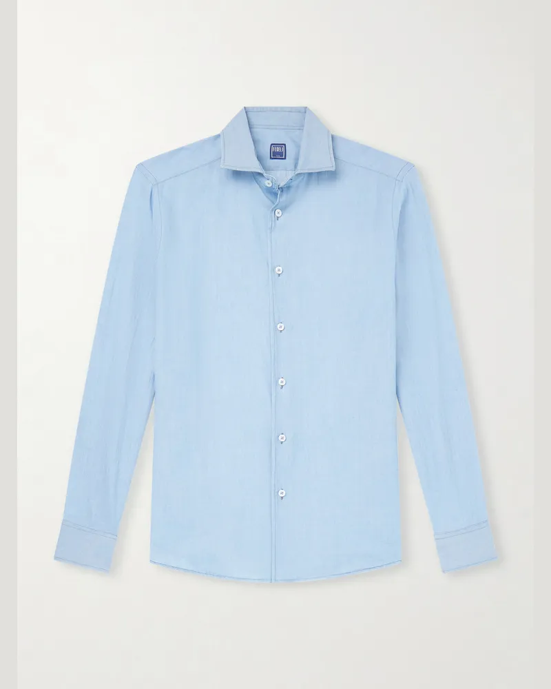 Fedeli Sean Hemd aus Baumwoll-Chambray Blau