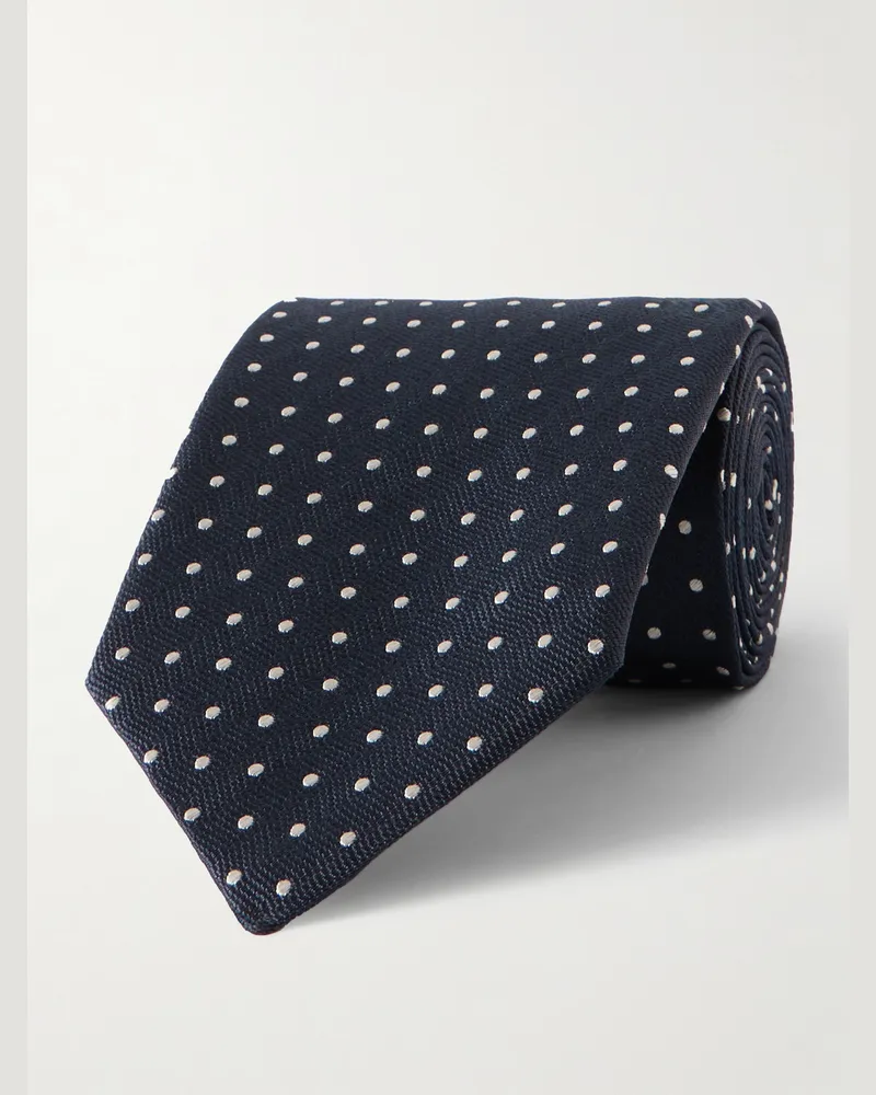 Tom Ford 8cm Polka-Dot Silk Tie Blue