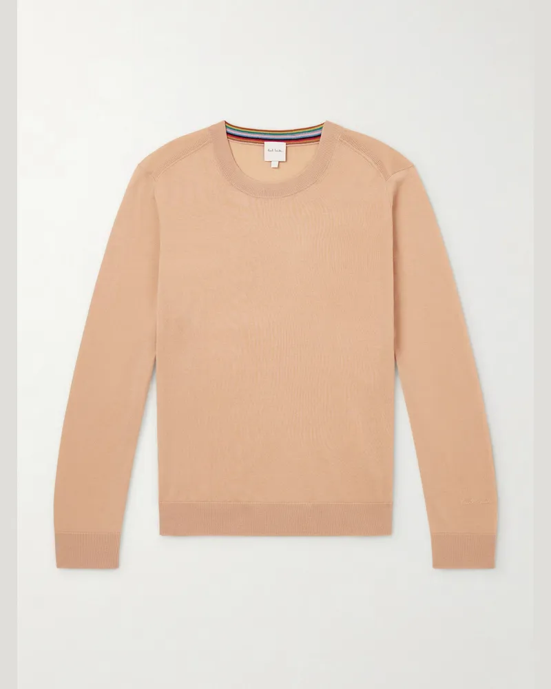 Paul Smith Logo-Embroidered Merino Wool Sweater Neutrals