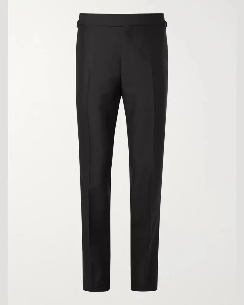 Kingsman Eggsy‘s schwarze Smokinghose aus einer Woll-Mohairmischung Schwarz