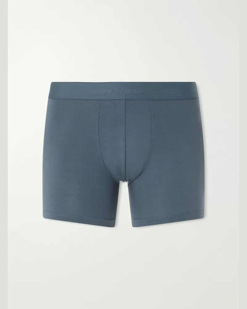 Zimmerli Pureness Stretch-Micro Modal Boxer Briefs Blue