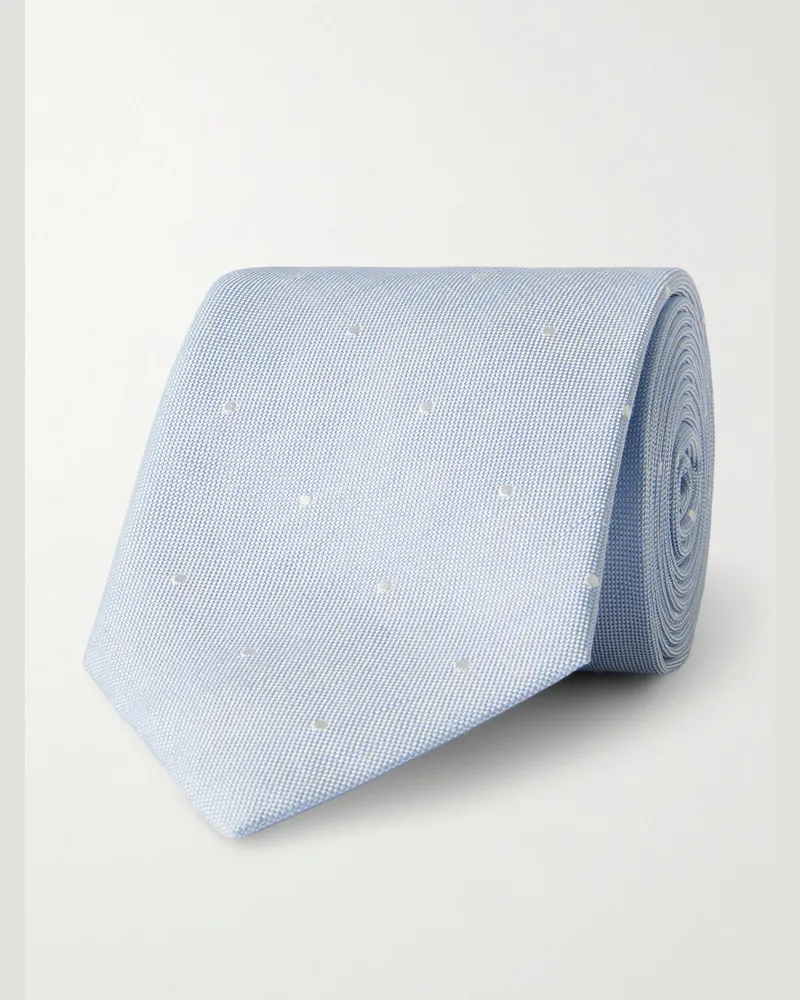 Paul Smith Krawatte aus einer Seiden-Leinenmischung mit Stickereien, 8 cm Blau