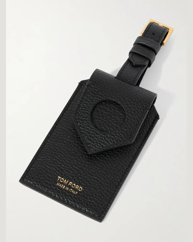 Tom Ford Gepäckanhänger aus vollnarbigem Leder Schwarz