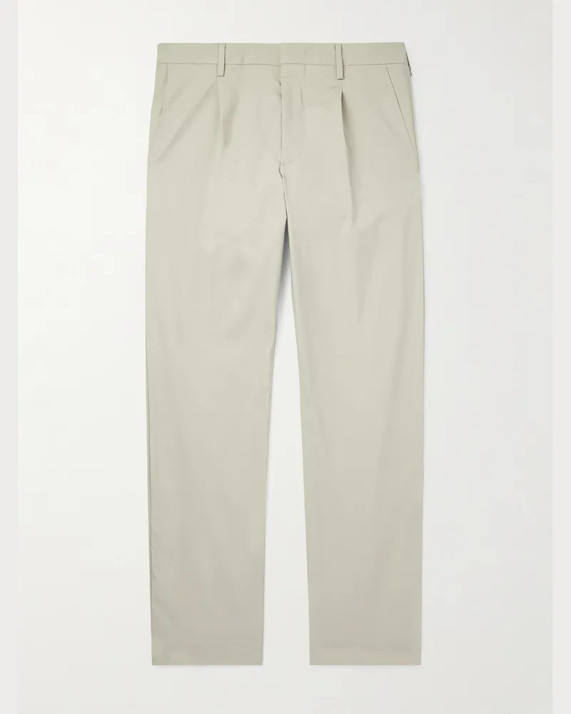 NN 07 Bill 1680 schmal zulaufende, verkürzte Hose aus einer Baumwollmischung mit Falten Neutral
