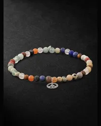 Sydney Evan Mini Peace Armband mit Zierperlen aus mehreren Steinen und Anhänger aus Weißgold Mehrfarbig