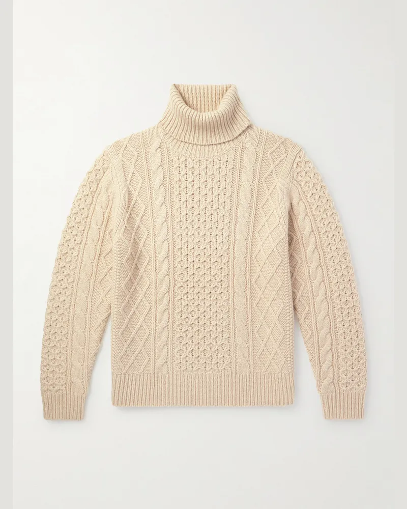 Nili Lotan Cable-Knit Rollneck Sweater Neutrals