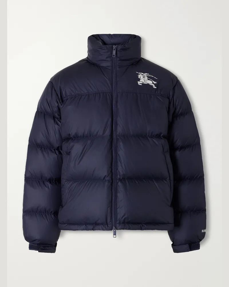Burberry Highlands Logo-Embroidered Quilted Shell Down Jacket Blue