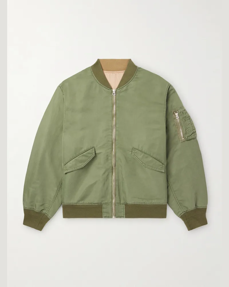 Remi Relief Wendbare Bomberjacke aus glänzendem Twill und Twill mit Stickereien Grün