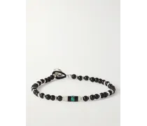 Armband mit Zierperlen aus Obsidian und Details aus Silber