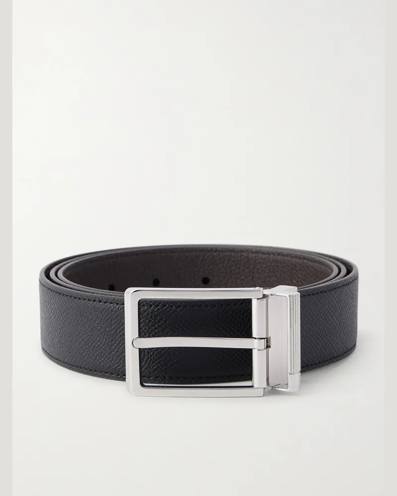 Dunhill Gürtel aus vollnarbigem Leder, 3,5 cm Schwarz