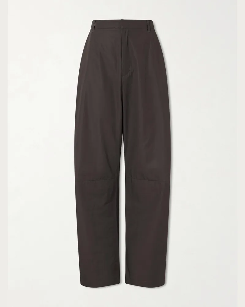 AMOMENTO Barrel-Leg Cotton Trousers Green