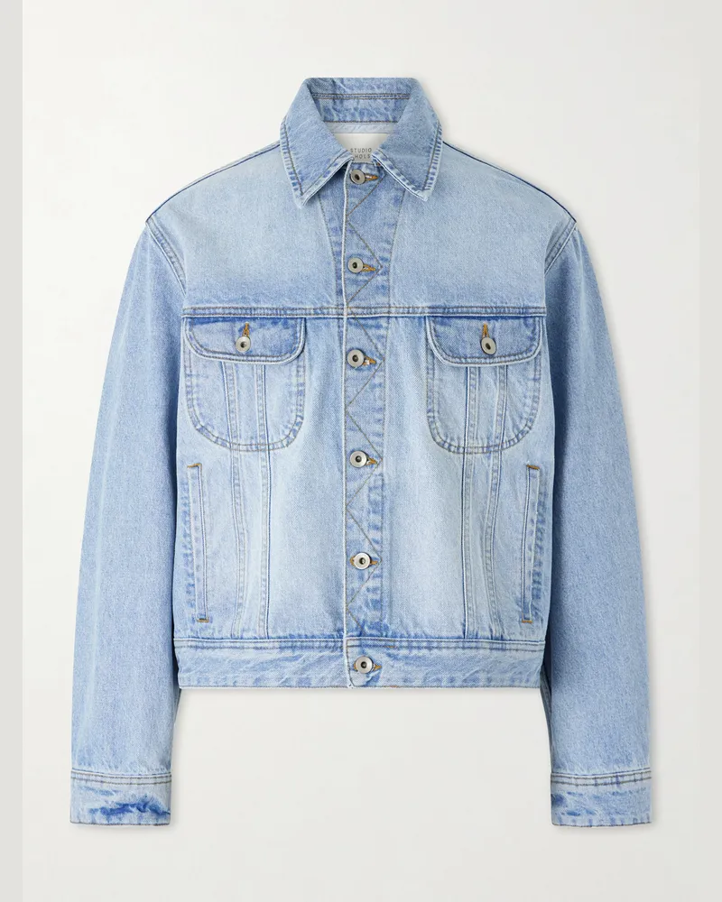 Studio Nicholson Derby Cropped Denim Jacket Blue