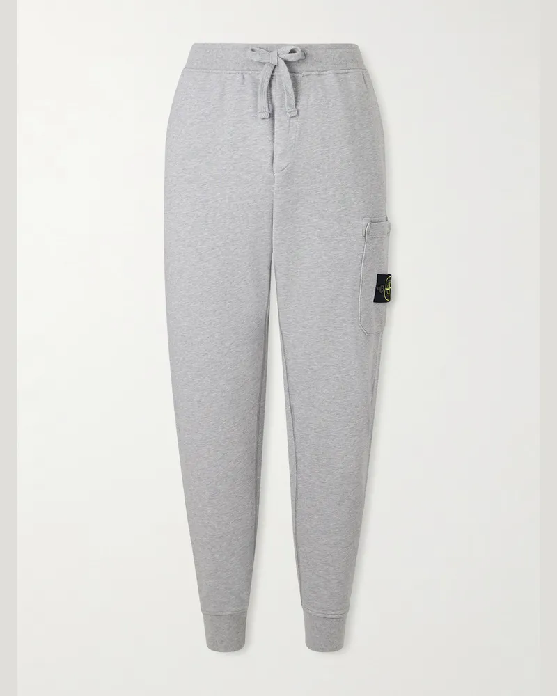 Stone Island Logo-Appliquéd Organic Cotton-Jersey Sweatpants Gray