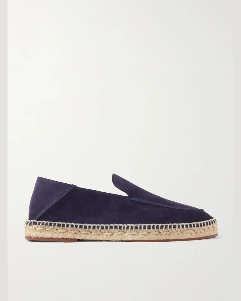 Loro Piana Seaside Walk Espadrilles aus Veloursleder mit einklappbarer Fersenpartie Blau