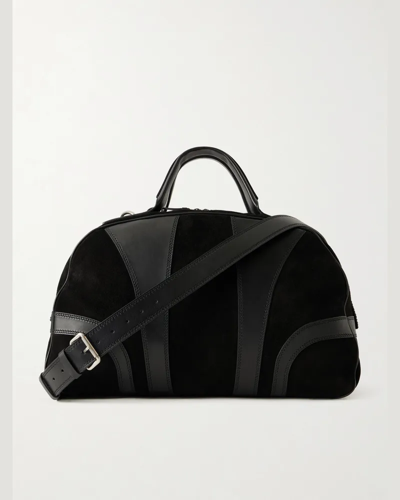 Dries van Noten Suede and Leather Duffle Bag Black