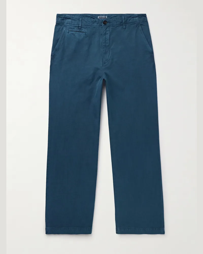 AURALEE Gerade geschnittene Hose aus Baumwoll-Twill Blau