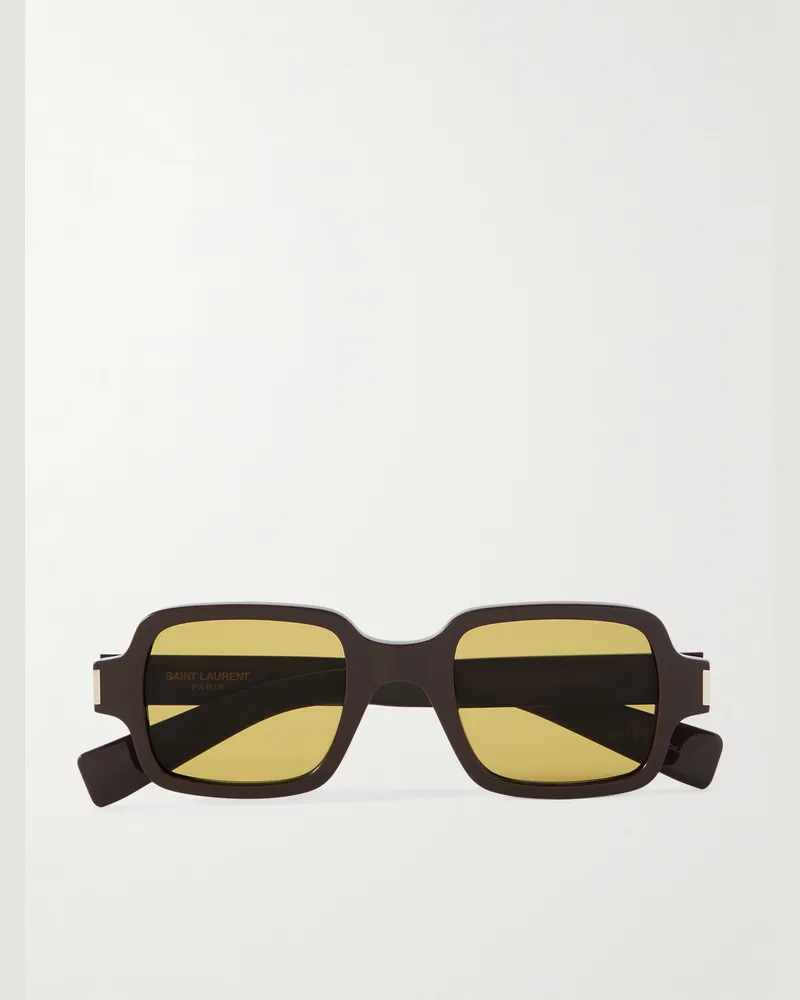 Saint Laurent Sonnenbrille mit rechteckigem Rahmen aus Azetat Braun