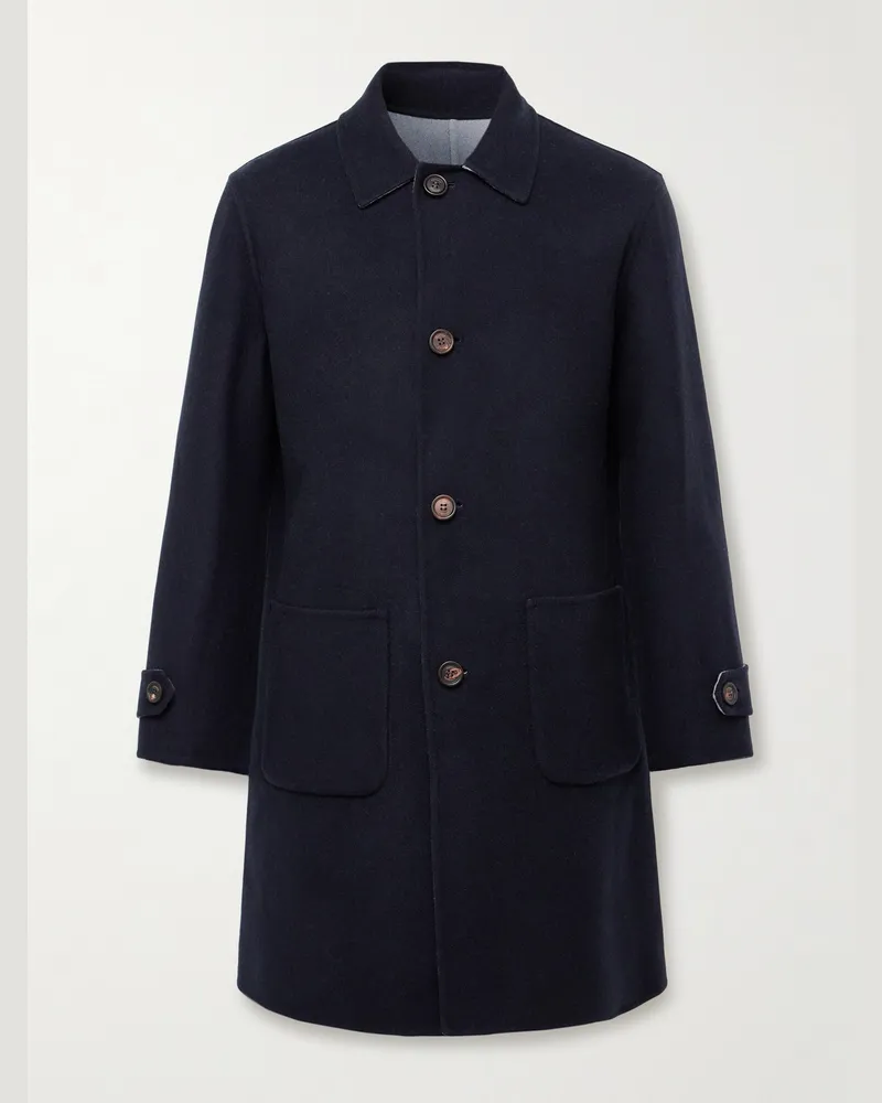 Eleventy Reversible Wool-Felt Coat Blue