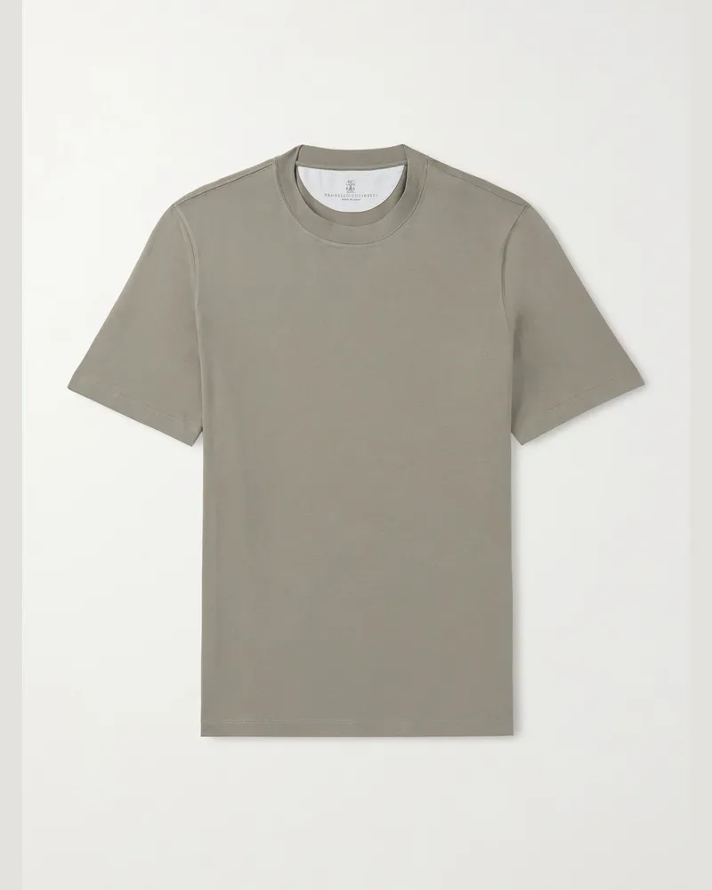 Brunello Cucinelli Cotton-Jersey T-Shirt Brown