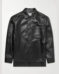 Loewe Lederjacke mit Logoprägung Schwarz