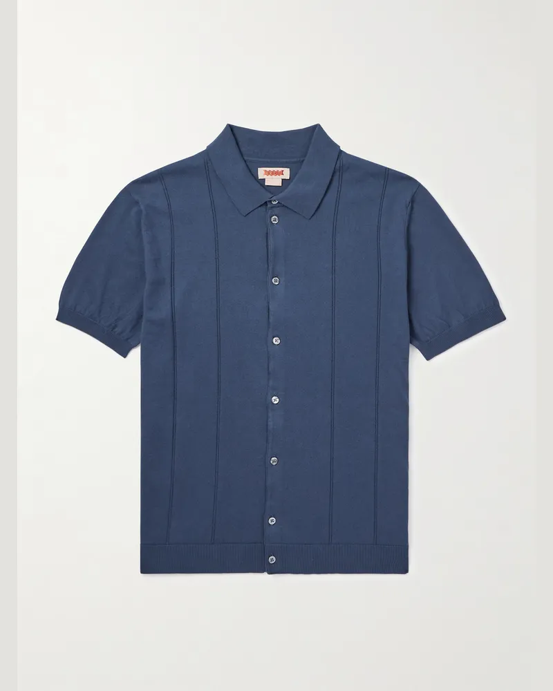 Baracuta Horatio gestreiftes Hemd aus Baumwolle Blau