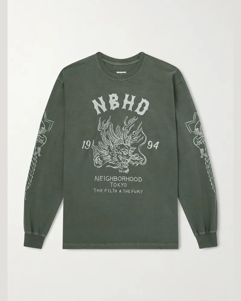 Neighborhood T-Shirt aus Baumwoll-Jersey mit Print Grün