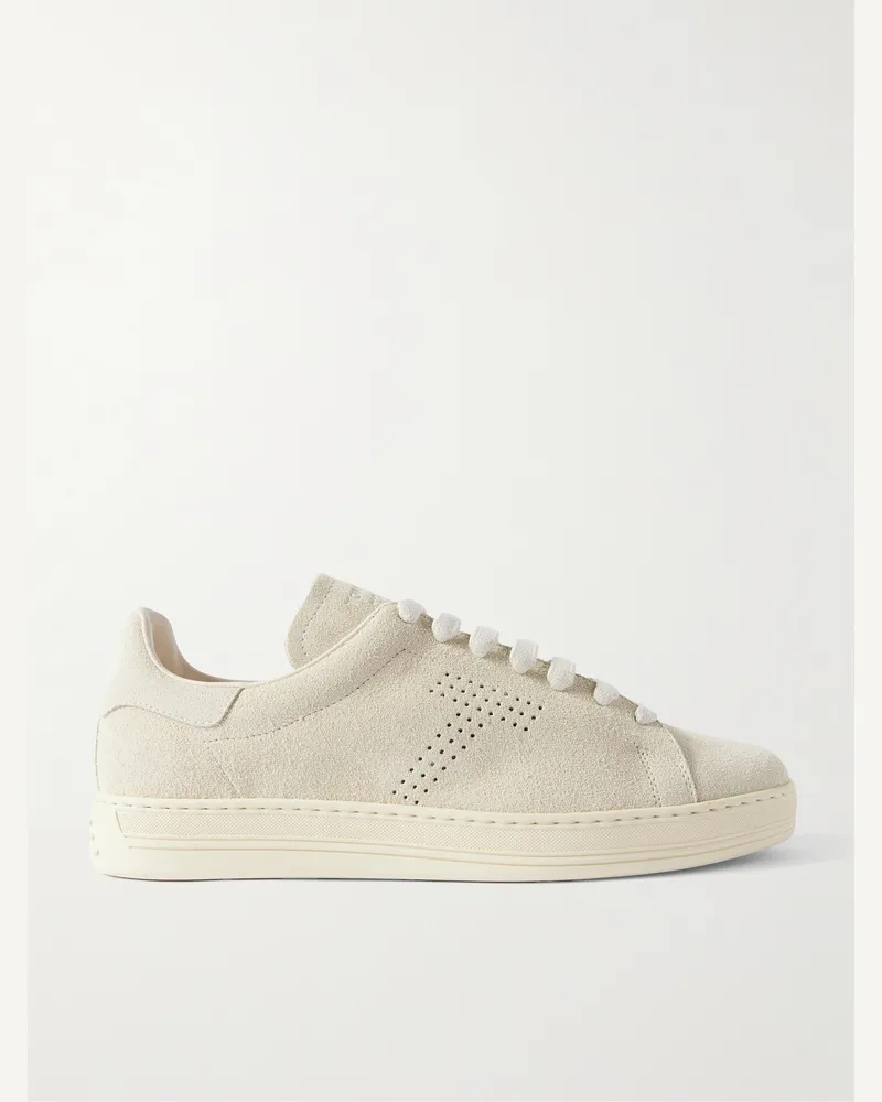 Tom Ford Warwick Sneakers aus Veloursleder mit Perforationen Neutral