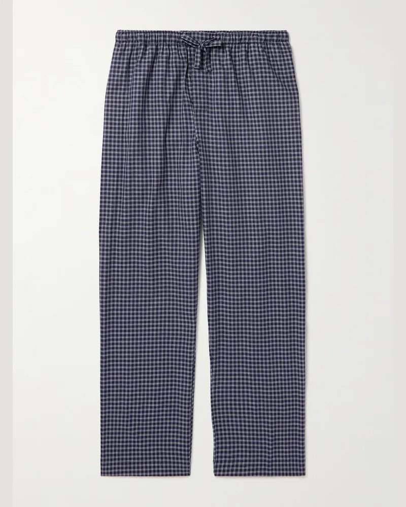 Derek Rose Braemar 32 Cotton-Flannel Pyjama Trousers Blue