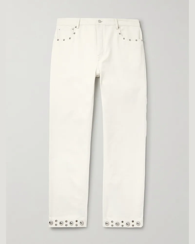 Valentino Garavani Straight-Leg Embellished Jeans White