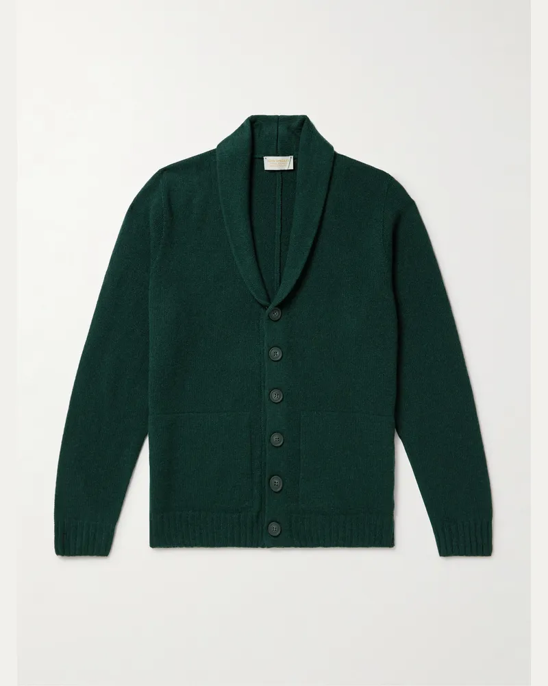 John Smedley Rockford Cardigan aus einer Mischung aus recyceltem Kaschmir und Merinowolle mit Schalkragen Grün