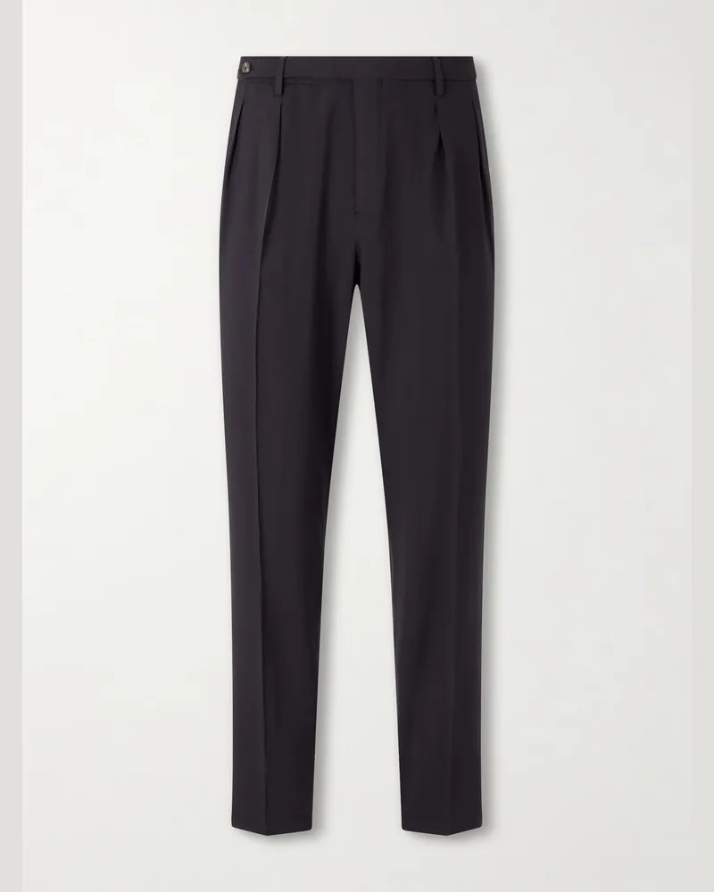 Boglioli Straight-Leg Pleated Virgin Wool Trousers Black